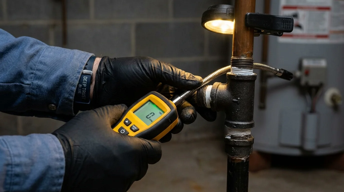 Gas leak detection with electronic sniffer by Johns Plumbing LLC in Pasco