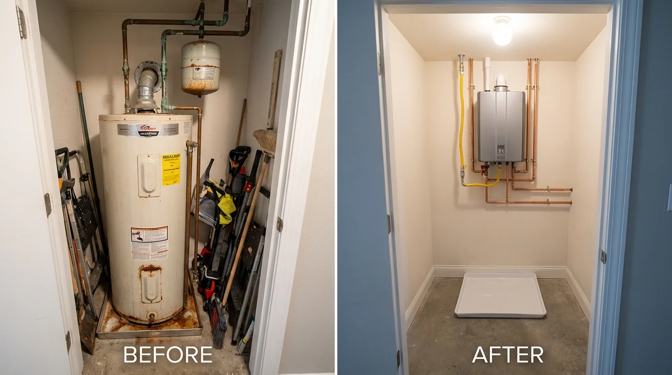 Tank water heater versus wall-mounted tankless unit comparison for Pasco, WA homeowners